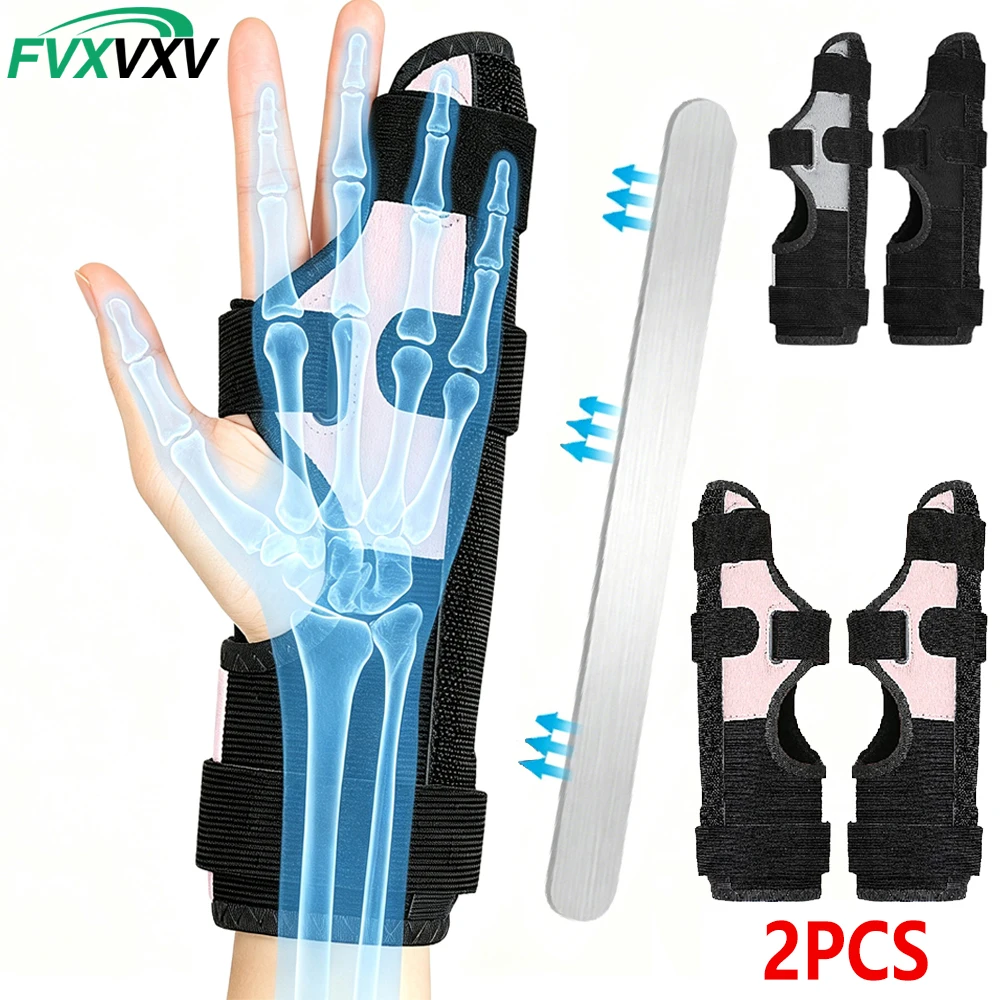 2PCS Adjustable Pinky Finger Splint,Polyester Brace Removable Aluminum Bar Hand Wrist Immobilizer for Tendonitis Joint Pain