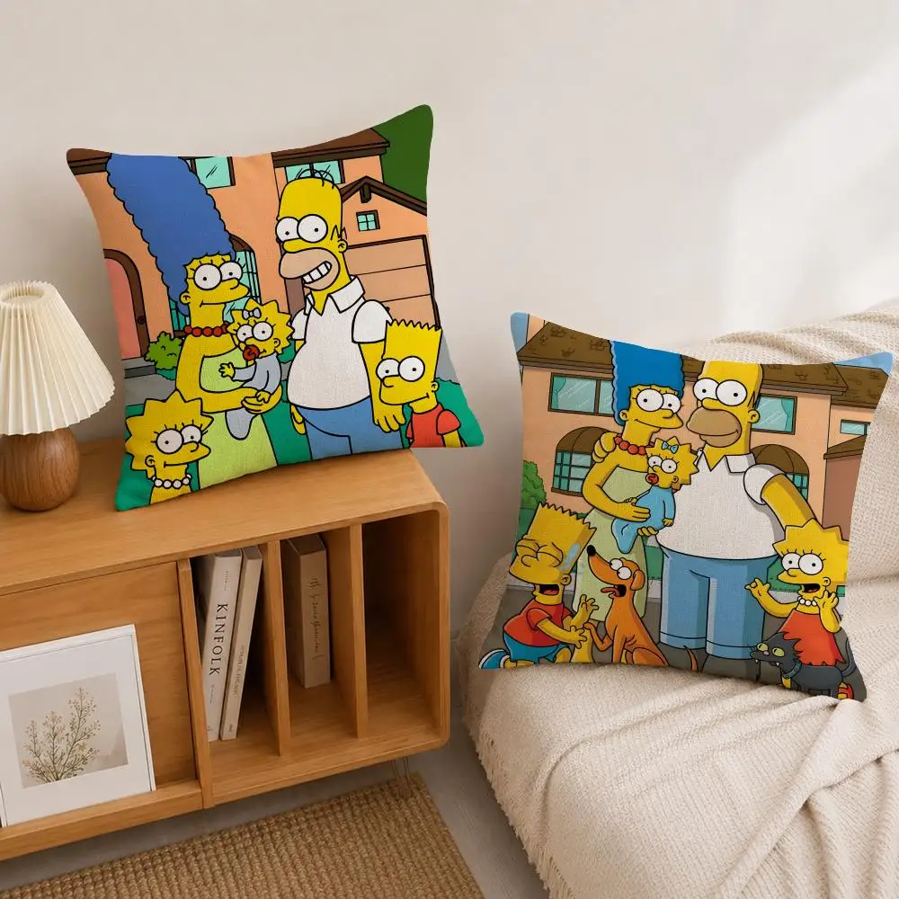 Cartoon T-The S-Simpsons Cushion Cover Natural Linen Pillowcase Set, All-in-One Decor for Sofa, Bedroom & Chair