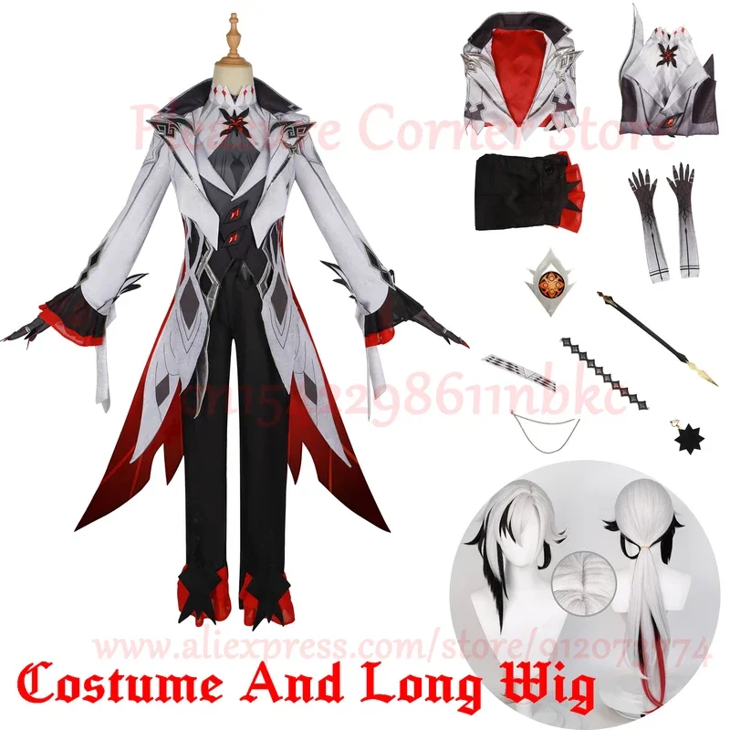 New Harlequin Cosplay Costume Wigs Genshin Impact Fatui The Knave Harlequin Uniform Eleven Fatui Harbingers Costume Outfit