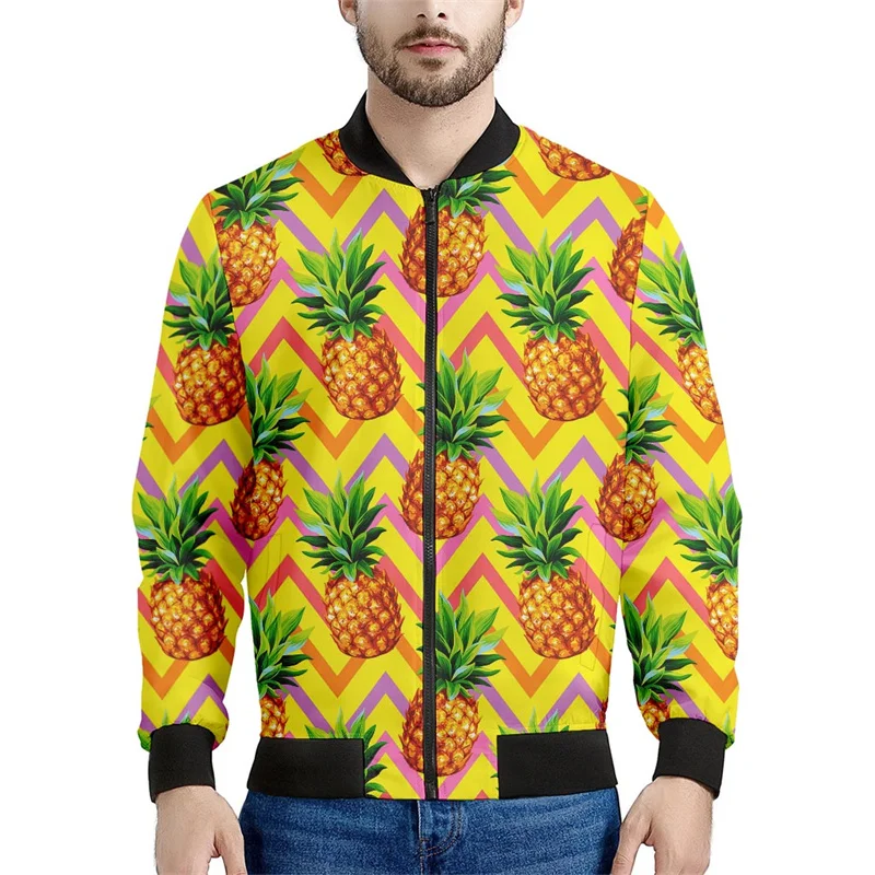 

Fashion Tropical Fruits Pineapple Zipper Jacket Men 3d Printed Hawaiian Plants Sweatshirt Long Sleeves Tops Bomber Jackets Coat