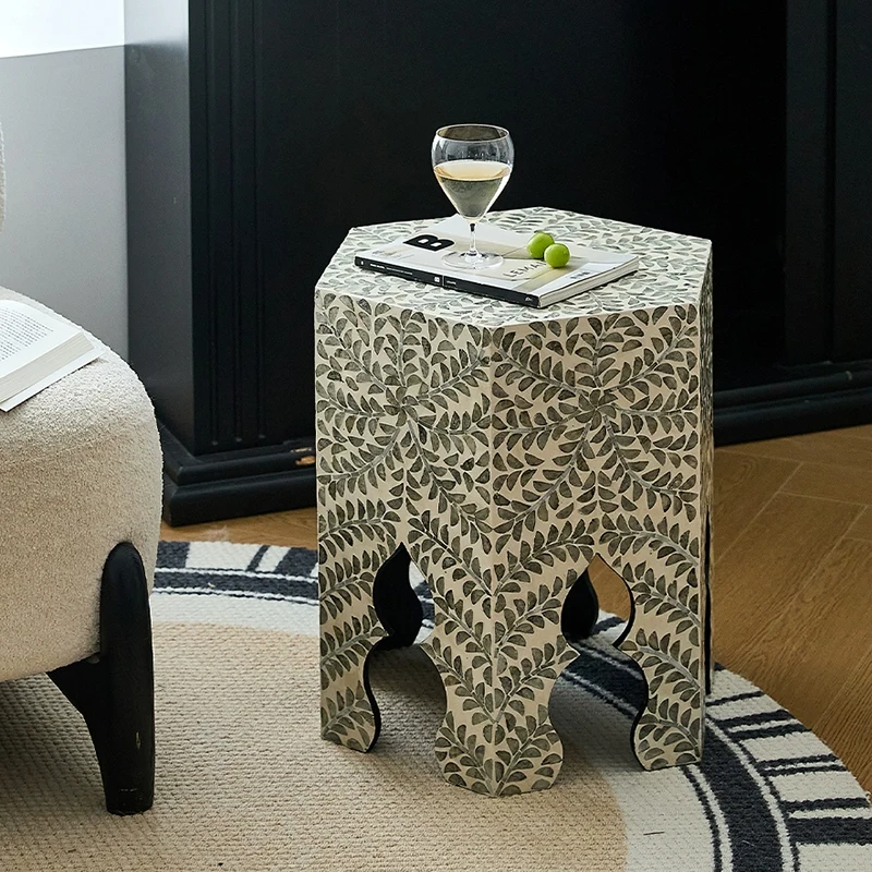 k*-Luxury Shell Tea Table,Living Room Sofa Side Table,Creative Coffee Table,Tray Storage Rack,Art Nightstand,Nordic Furniture