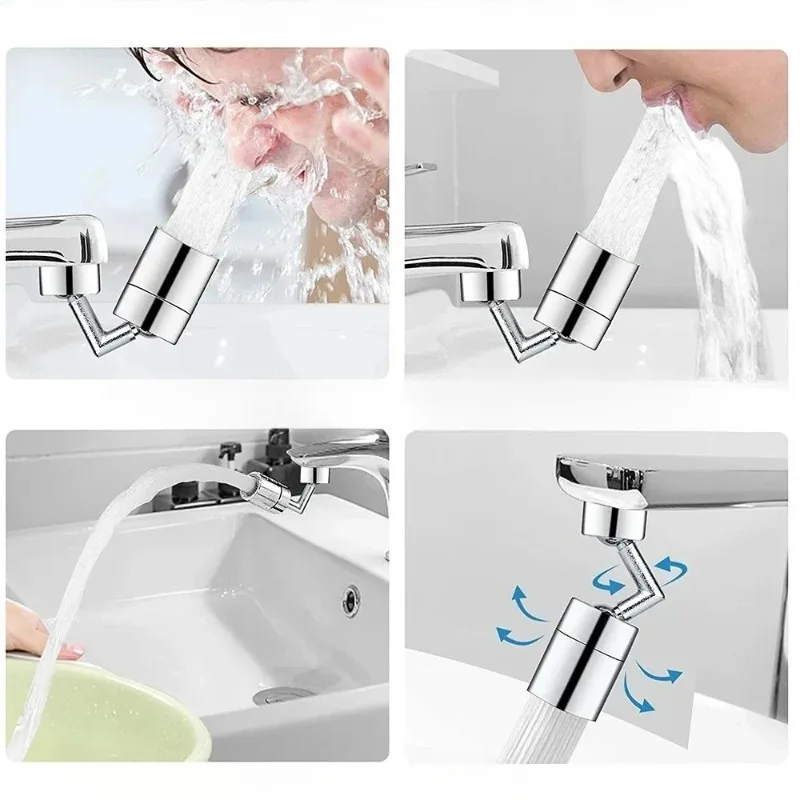 720 ° Universeller Drehbarer Wasserhahn-Aerator Spritzwassergeschützter Wassersparender Verlängerungsadapter ABS Badezimmer-Waschbecken Düsenadapter Multi-D – Detail 4