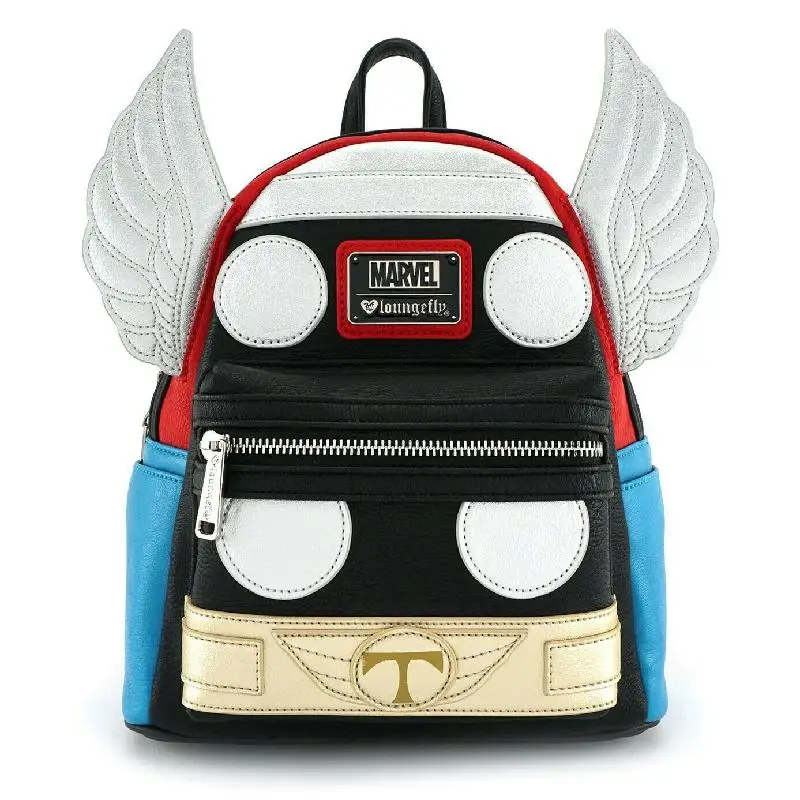 Disney Loki Thor Model PU leather Backpack Ox Horn Travel Laptop Bag Childrens' Schoolbags Students Adults shopping bag