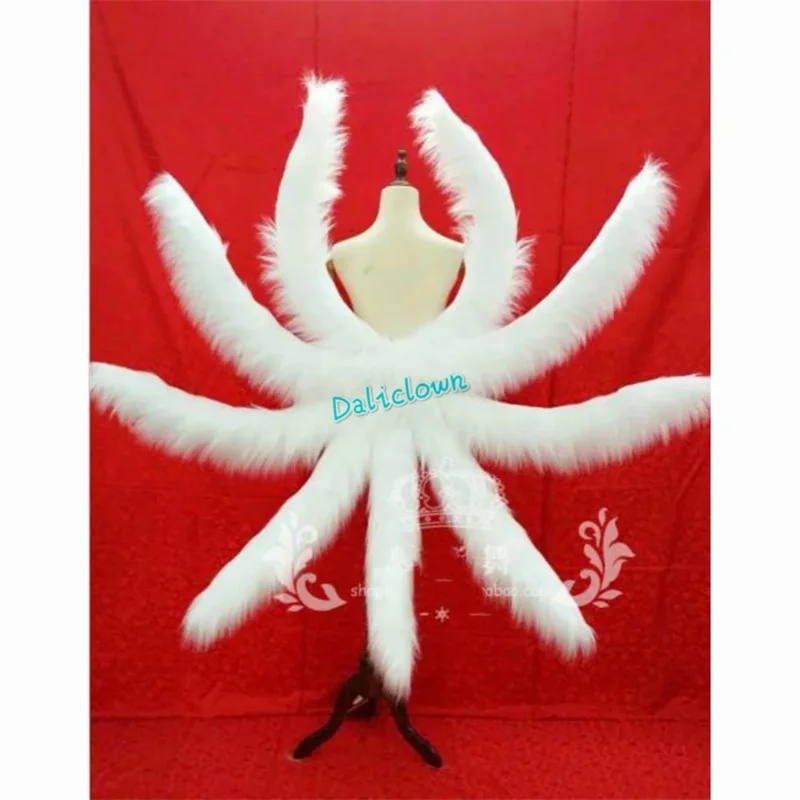 New 2025 Anime LOL Spirit Blossom Cosplay Tails Women Sexy Blue Fox Ahri Nine Tailed Halloween Prop Accessories Cos ★ ★ ★ ★