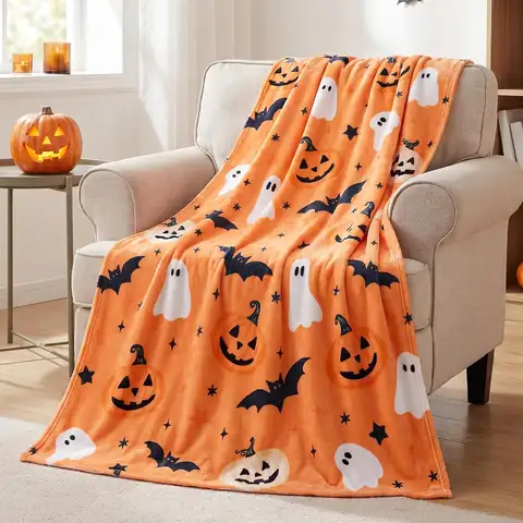Halloween Flannel Throw Blanket, W50 X L70in