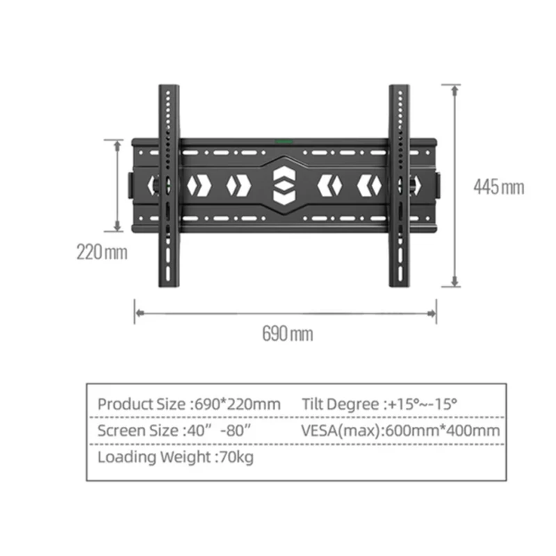BEISHI Universal TV Stand Rack Wall-Mounted Display for Most 40-80 Inch TVs Max VESA 600x400mm Hold up to 154 LBS Load Capacity