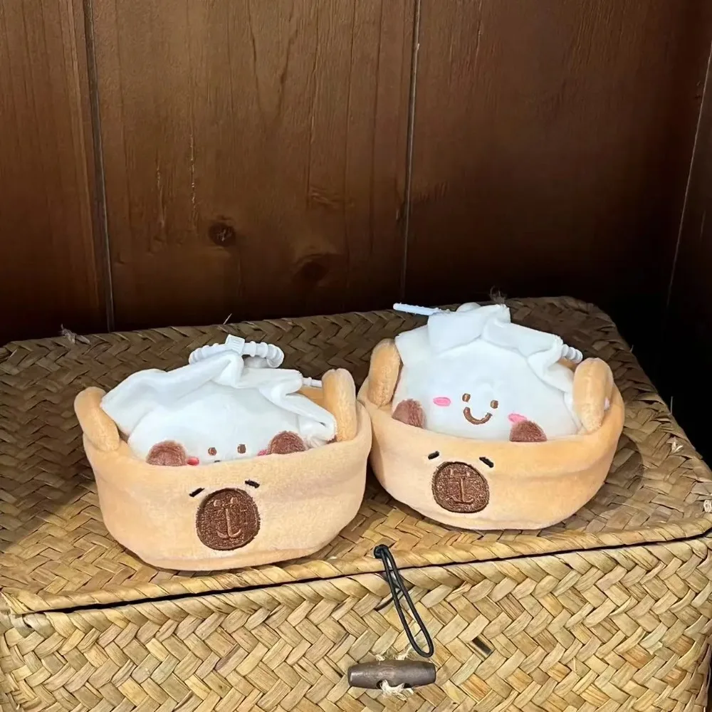 Adorável desenho animado chaveiro de pelúcia macio com chaveiro porta-chaves de pelúcia capivara bolinhos saco pingente presente