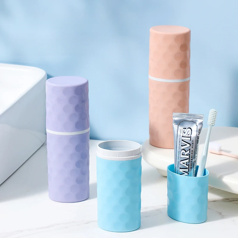 

Portable point toilet storage cup, multifunctional 2-in-1 toothbrush holder box, compact daily travel organizer