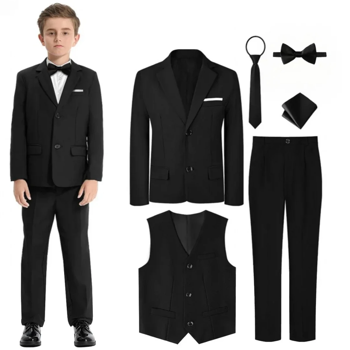 Suits for Boys Kids Wedding Easter Church Tuxedo Teenager School Performance Piano Outfit Set Children Birthday Formal Clothes