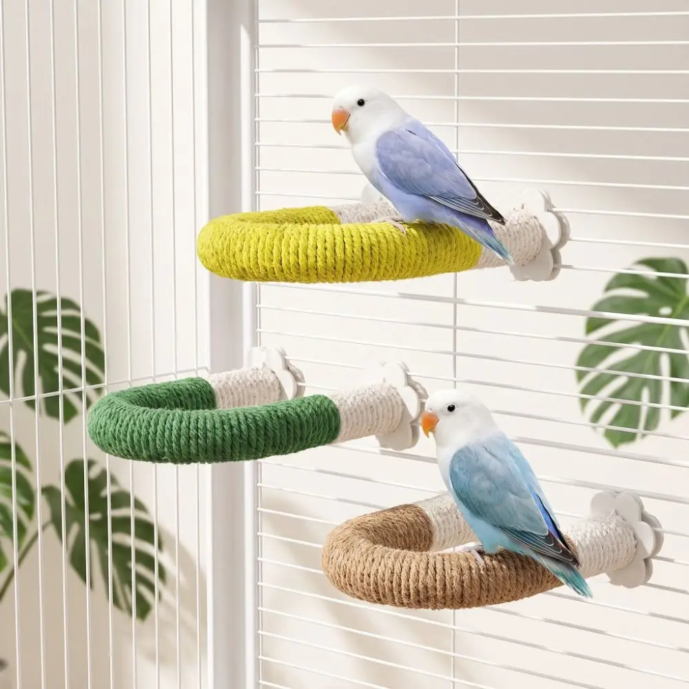 Natural Wood Bird Grinding Stand U-shape Comfortable Grip Parrot Rope Perch Screw Fixation Easy To Install Bird Teeth Chew Pole