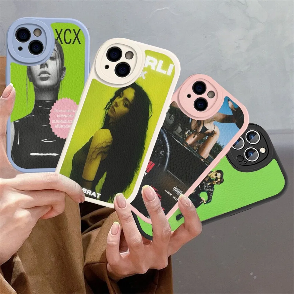 BRAT Charli XCX UK Singer Phone Case Hard Leather For iPhone 16 15 14 13 12 Mini 11 14 Pro Max Xs X Xr 7 8 Plus Fundas