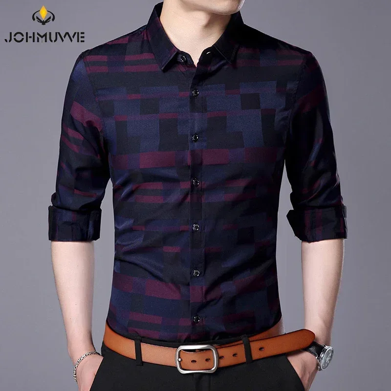 

Men's Casual Business Long Sleeve Shirt Formal Office Men Tshirt