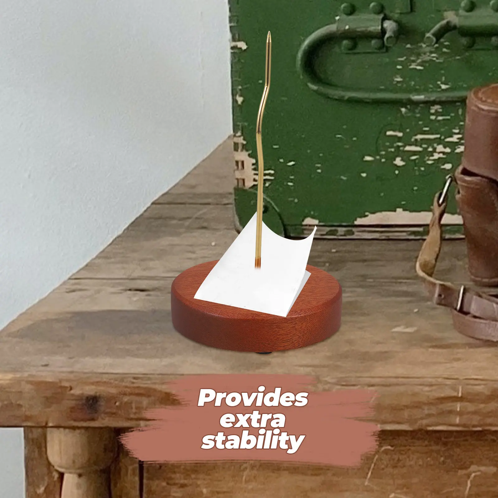 Wood Receipt Spike Holder Organizer Sturdy Bill Convenient Desk Memo Fork Restaurant Ticket Management