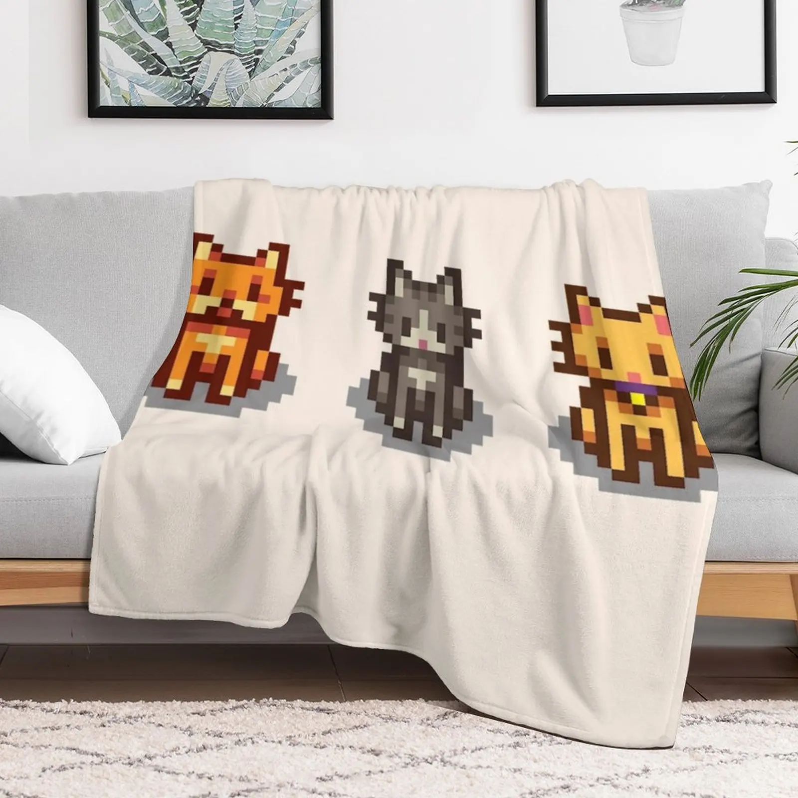 Stardew Valley Pets: 3 Cats Throw Blanket Warm for winter Beautifuls bed plaid Blankets