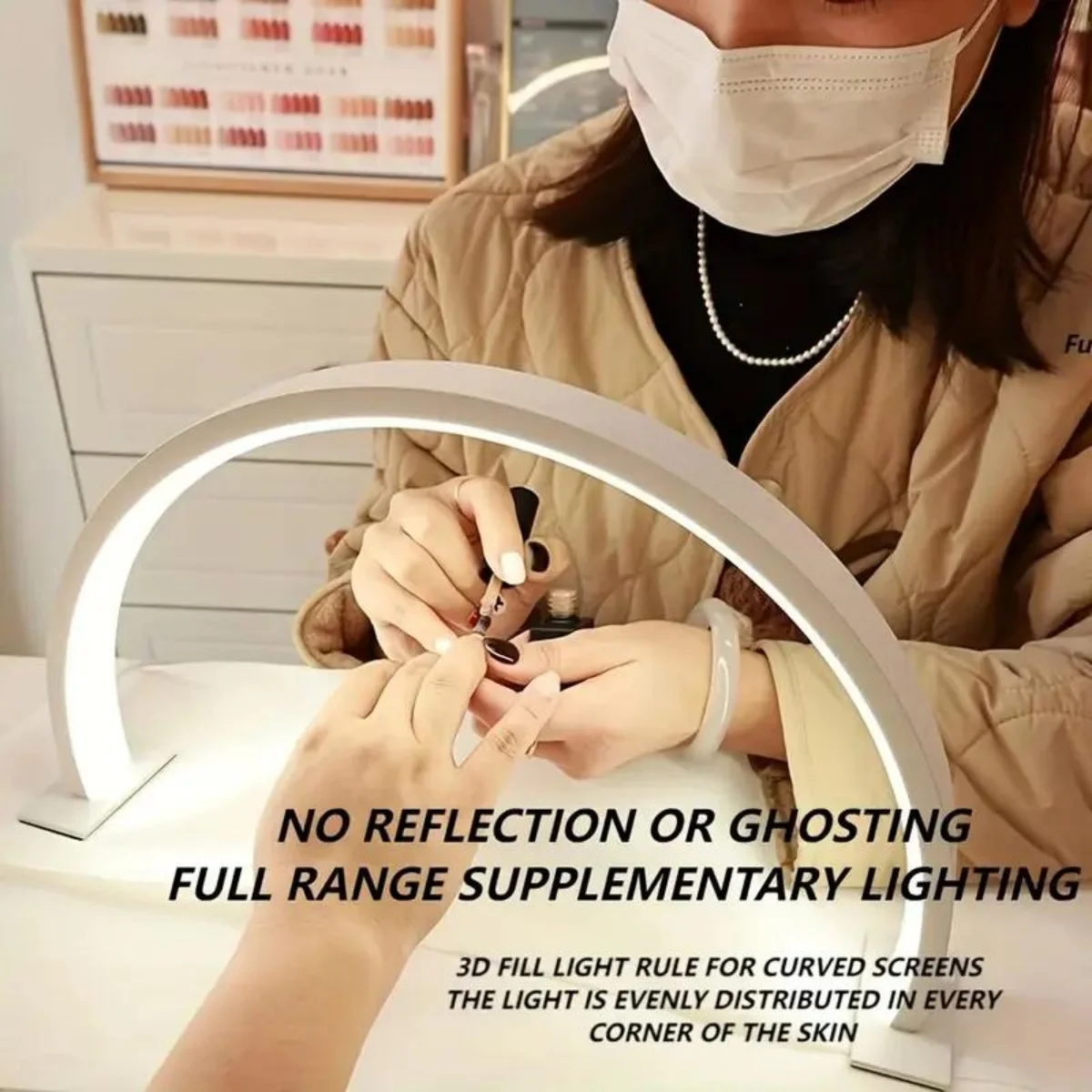 1 PC semi-circular LED nail light, USB plug in, three color+unlimited dimming, suitable for nail art