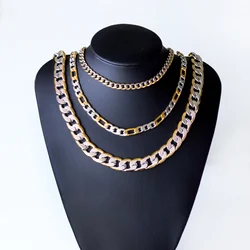 LUXUKISSKIDS Gothic 18K Gold Plated Chains Necklace For Man Wholesale 6/8/10mm Cuban Link Chain High Quality Stainless Steel