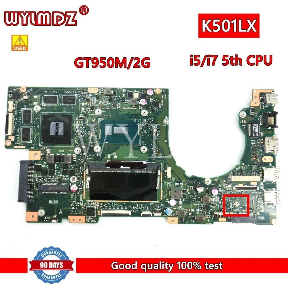 K501LX  i5/i7 5th CPU GTX950M Laptop Mainboard For Asus K501LB K501L A501L V505L Motherboar Tested