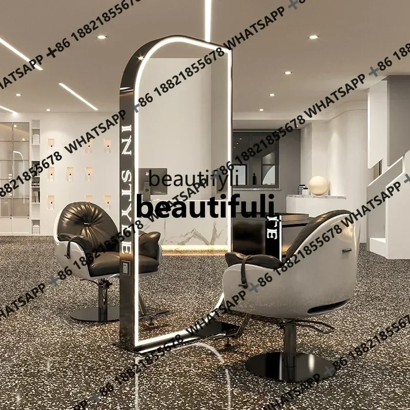 11 NewBarber shop hair salon perm and dye mirror table floor-to-ceiling double-sided hair salon hair cutting mirror