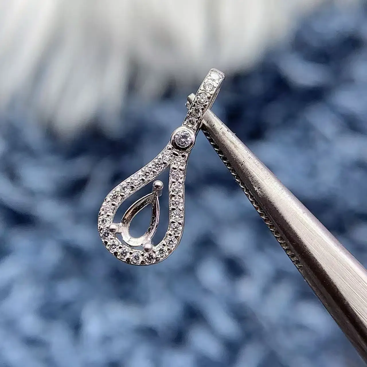 

MeiBaPJ Inlay 3*5/5*7mm Tearful Eye Type S925 Pure Silver DIY Empty Pendant Setting Women Luxurious Charm Jewelry Free Delivery