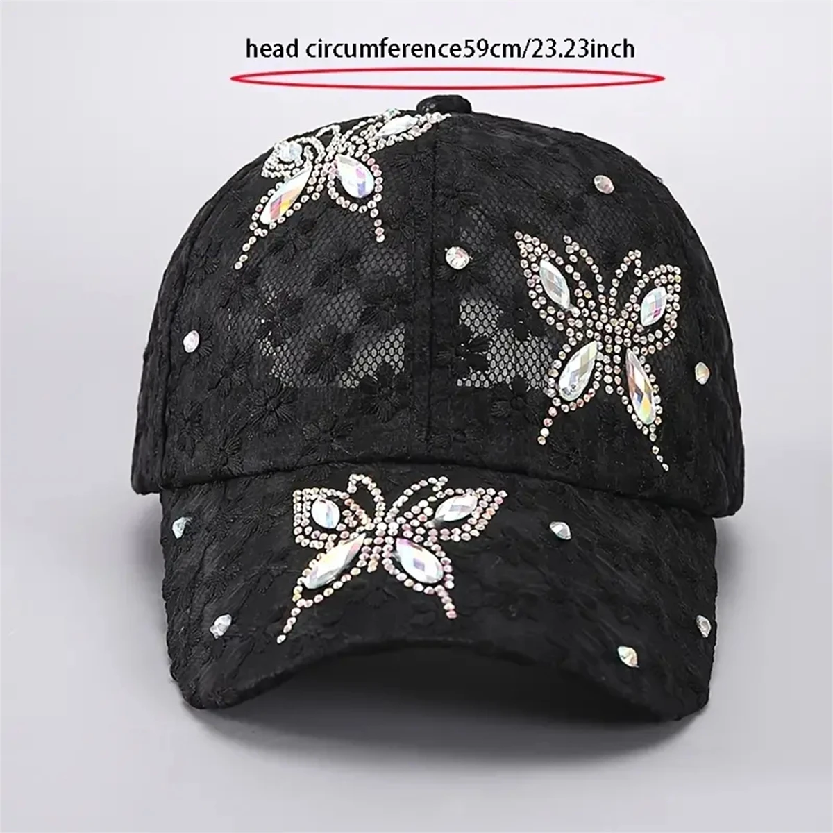 Spring, autumn and summer new Korean version of women\'s diamond small flower baseball cap breathable tie-in hollow flower cap