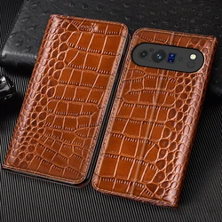 Crocodile Genuine Leather Flip Case For Google Pixel 3 3A 4 4A 5 5A 6 6A 7 8 8A 9A 9 10 Pro XL 4G 5G Phone wallet Cover Cases