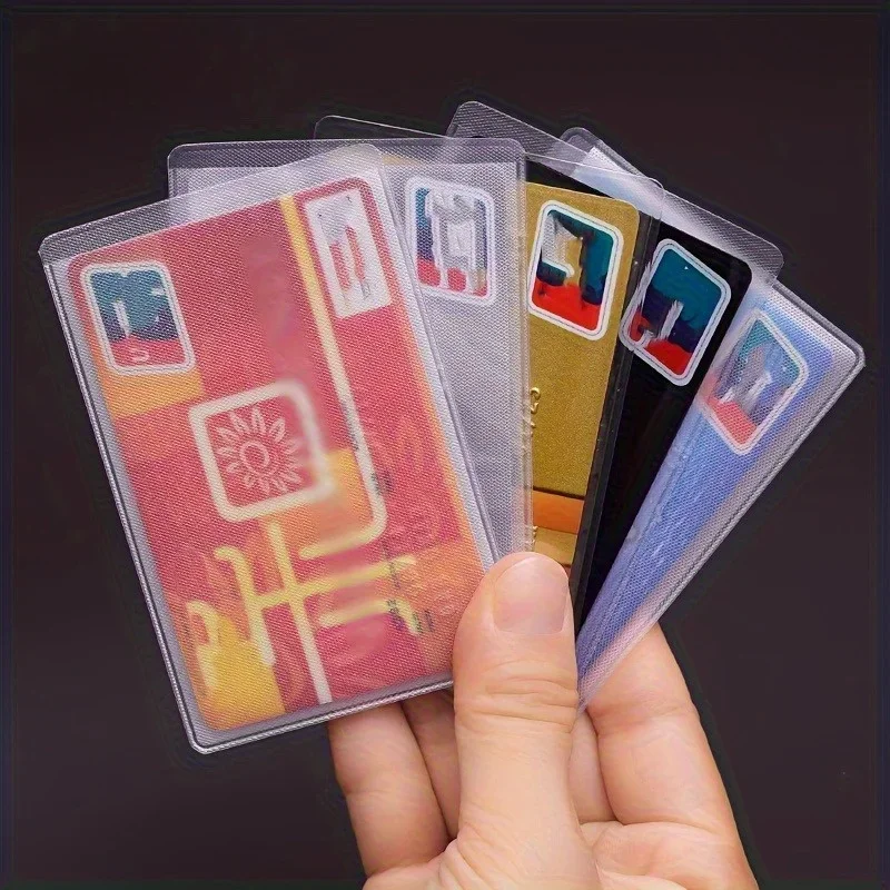5Pcs Transparent PVC Card Holder Waterproof Anti-Magnetic Credit Card Protector for ID Card Membership Card Business Card Case - Detail 1