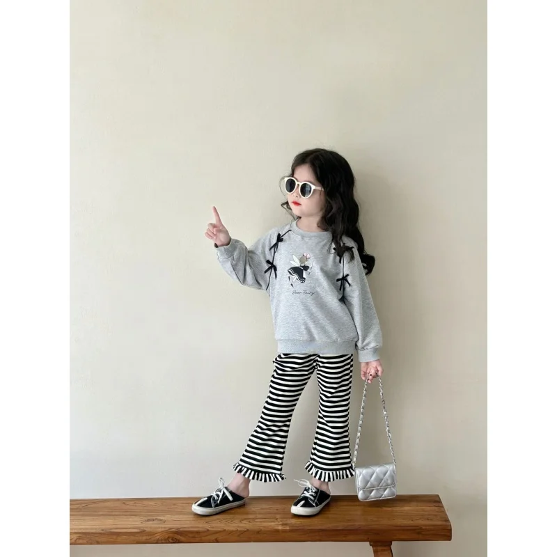 Girls' Sweater2024Autumn New Children2-7Year-Old round Neck Sweater Children's Long Sleeve Bottoming Shirt Fashion