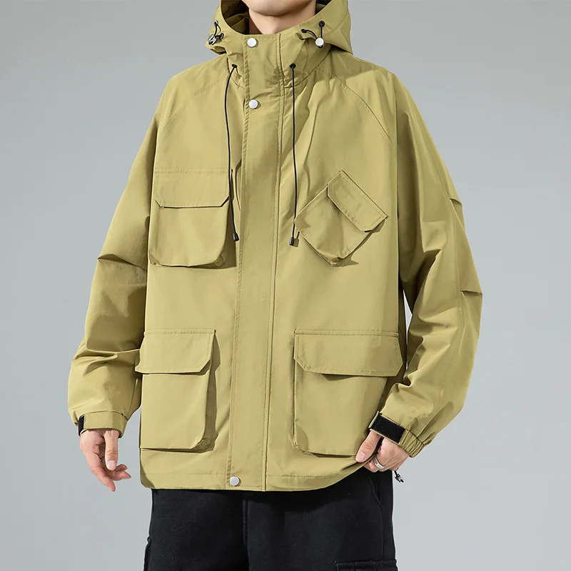 

Outerwear, autumn hooded cargo jacket casual top coat men winter men clothing