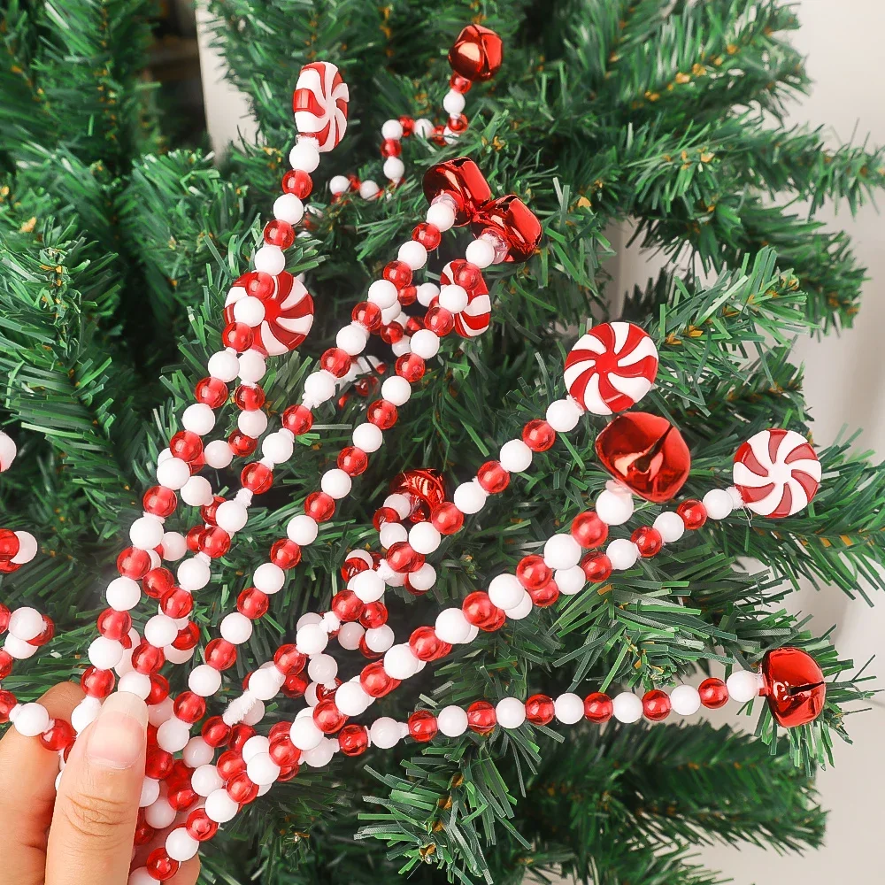 4/1Pcs Christmas Cane Candies Bells Lollipop Xmas Tree Twisted Crutch Pendent Decoration Home Party Christmas Vase Bell Ornament