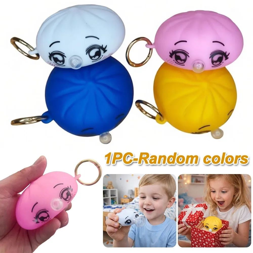 Glitter Dumplings Squeeze Toy with Keychain Soft Stress Relief Sensory Ball Blow Bubbles Fidget Squeeze Decompression Dough