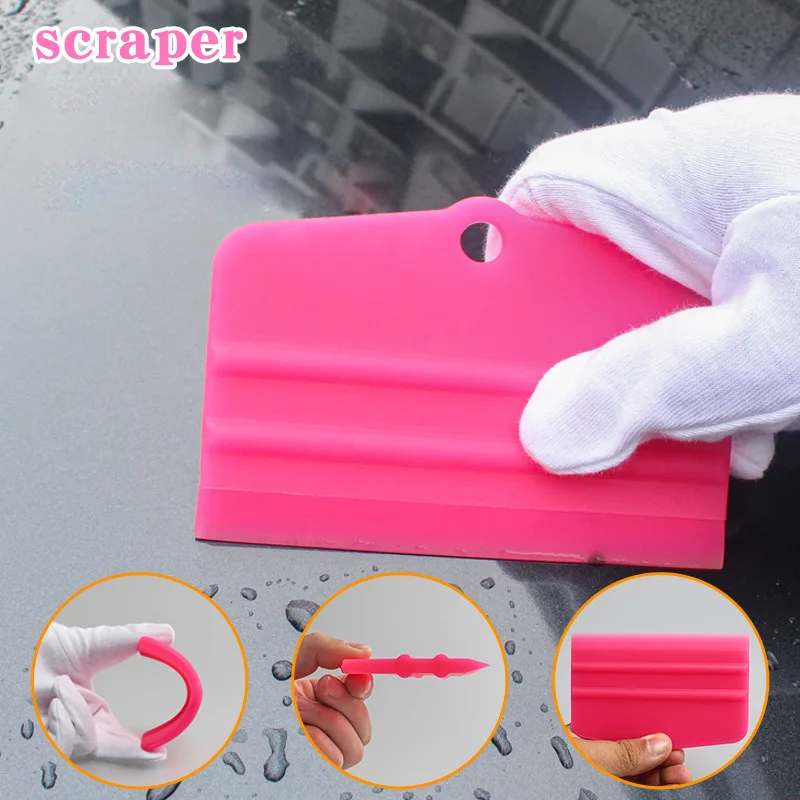 Mini Pink Silicone Squeegee Car Vinyl Wrap Squeegee Window Tint Film Scraper Windshield Soft Water Wiper Car Accessories