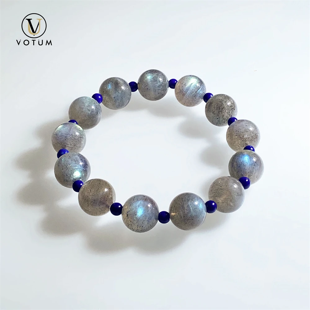 Votum Natural Lapis Lazuli Grey Moonstone Labradorite Beaded Bracelet for Women Men Crystal Healing Reiki Stone Bracelets Gift