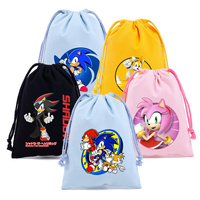 Sonics Cartoon Gift Bag Party Supplies Storage Pouch Cotton Soft Drawstring Bags Cool Decoration Anime Accessories Organizer Bag