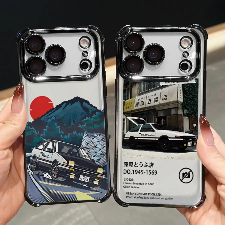 حافظة لهاتف ابل ايفون 16e 16 15 14 بلس 13 12 11 برو ماكس 17 غطاء شفاف أنيمي الأولي D Car #1