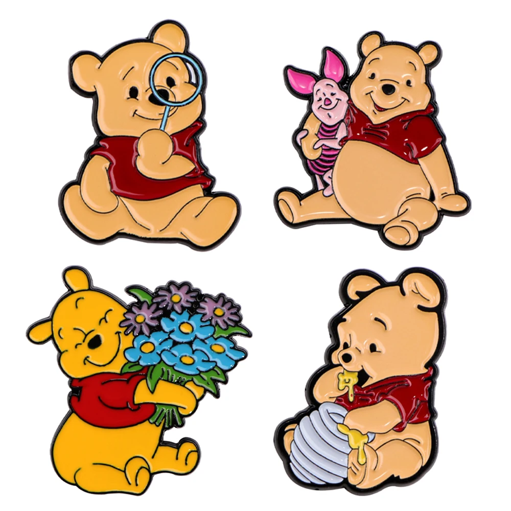 

Yellow Bear Cartoon Lapel Pins for Backpacks Metal Enamel Pin Brooches Badges Cartoon Fashion Jewelry Accessories Gifts