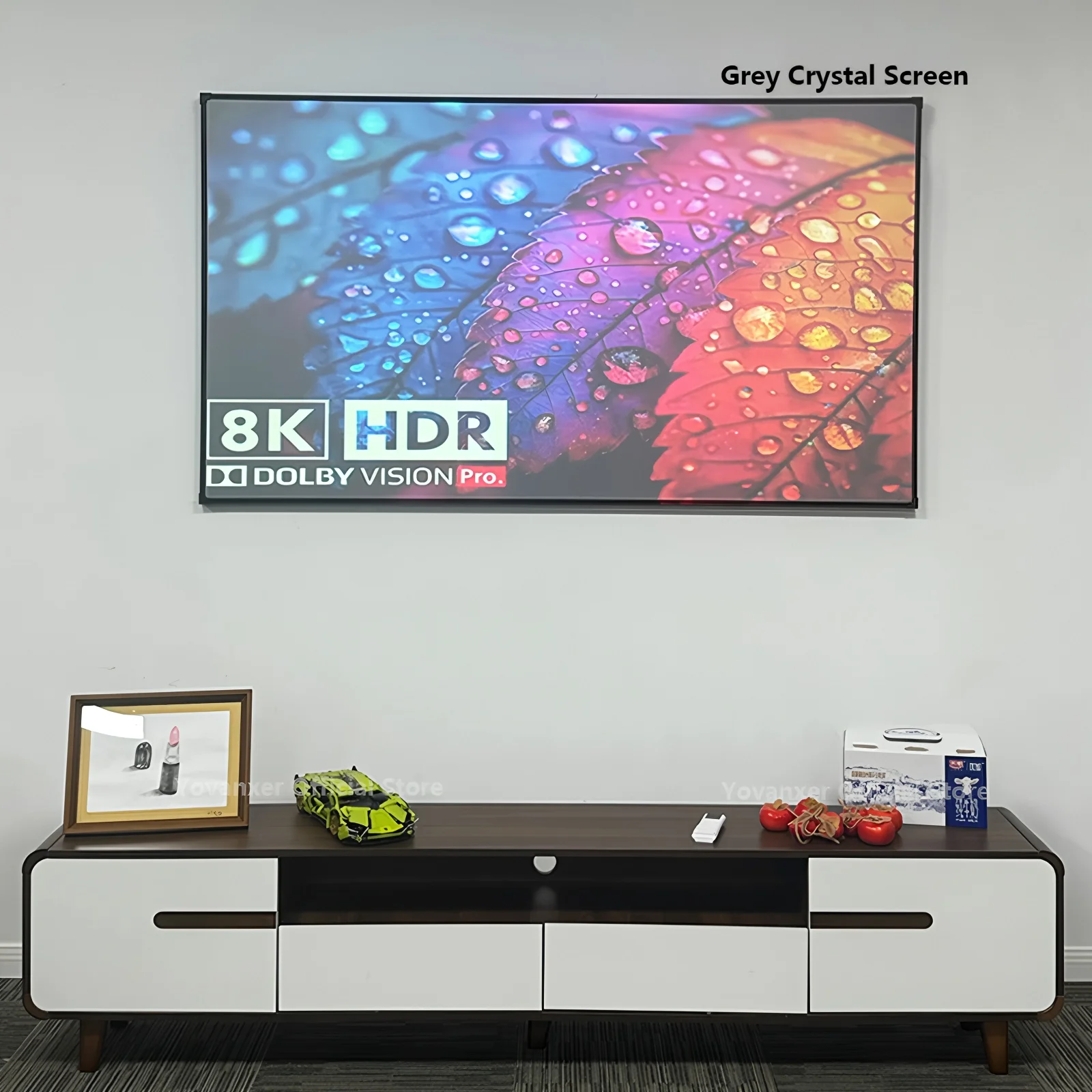 Grey Crystal Projection Screen Fixed Frame 1CM Ultra Narrow Bezel ALR 150 Inch Screen For Long Throw Projector 3D Home Theater