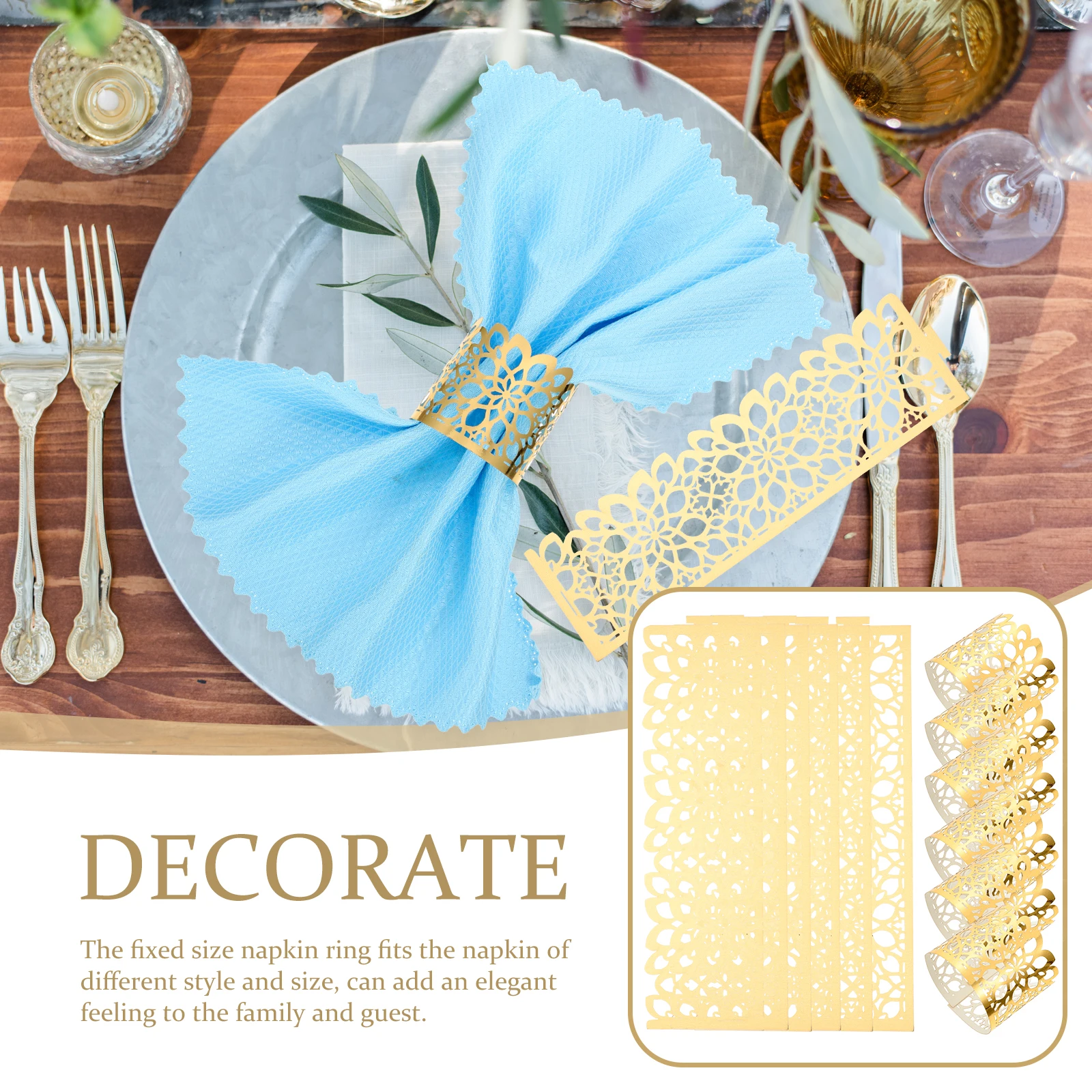 

50pcs Paper Napkin Ring Delicate Buckle Hollowed Exquisite Decorative Accessory Table Numbers 1 30 Party Hotel Restaurant Bar