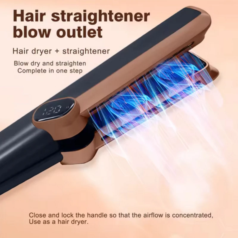 

Professional 2in1 Hair Straightener and Dryer Heat-Up Flat Iron Straightener Dry and Wet Dual-purpose Straight Air Flow Blower