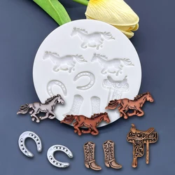 Horse Saddle Cowboy Boots Silicone Mold Sugarcraft Cupcake Baking Mold Fondant Cake Decorating Tools