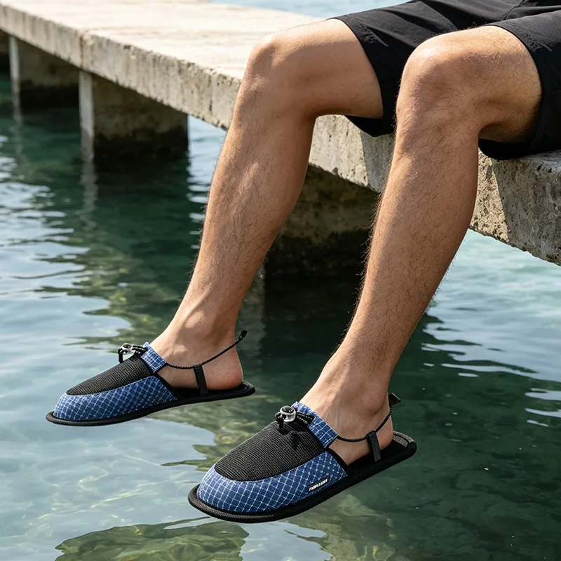 Portable Folding Travel Slippers 420D Nylon Anti‑Slip TPU Sole Lightweight Slipper for Camping Beach Hotel Business Trip Unisex
