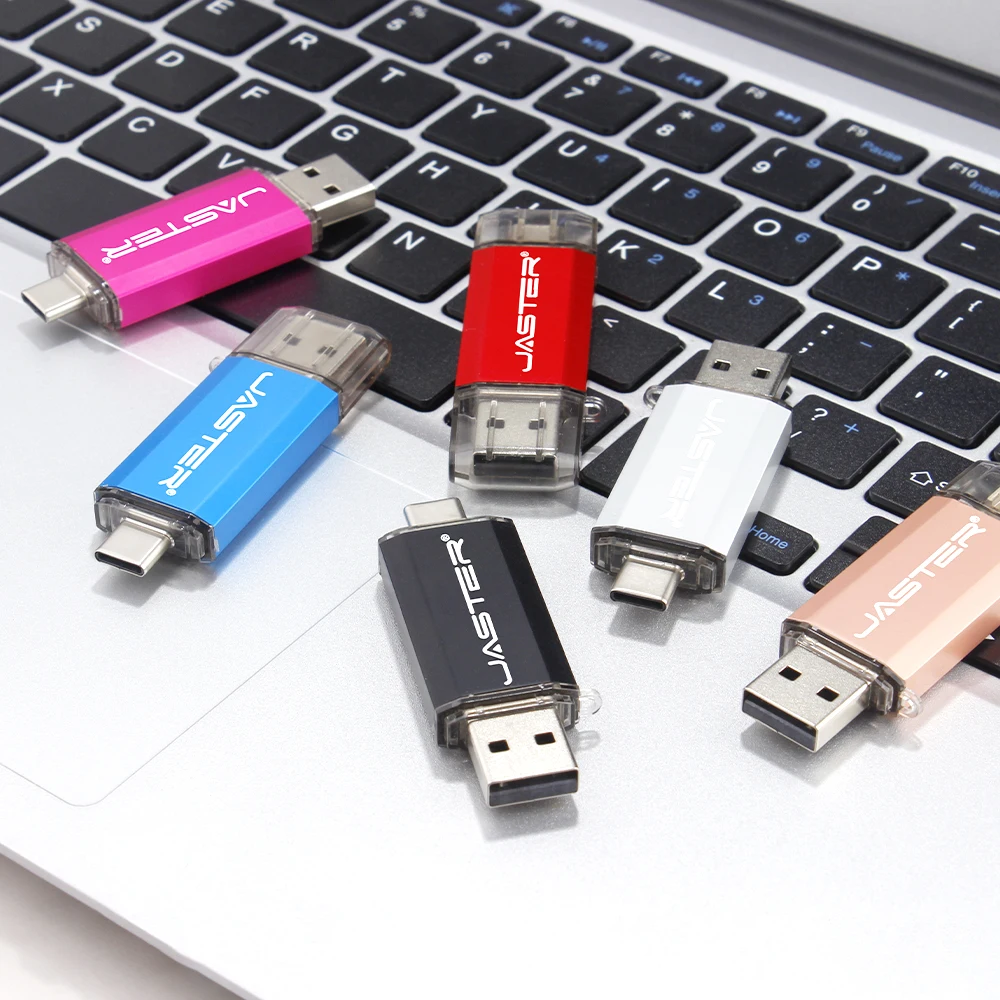 OTG USB Flash Drive 8GB 16GB untuk Ponsel Android 64GB flashdisk 128GB 32GB tipe c pen drive Stik memori logam cle usb