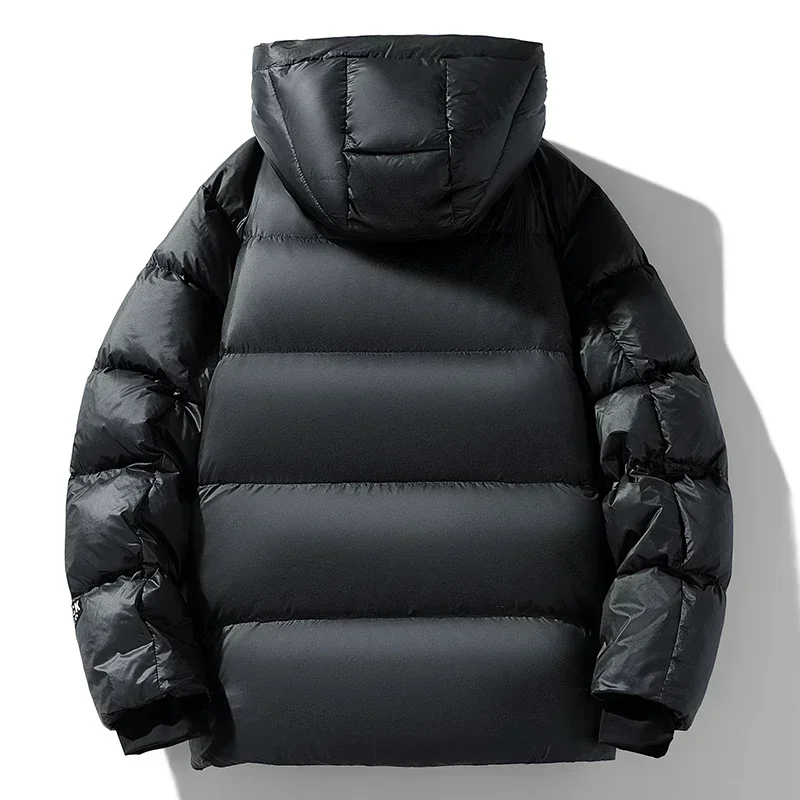 New Black Gold Down Jacket Male Short Bright Face Thickened Winter Wild Trend Couple Clothes White Duck Down Male Jacket