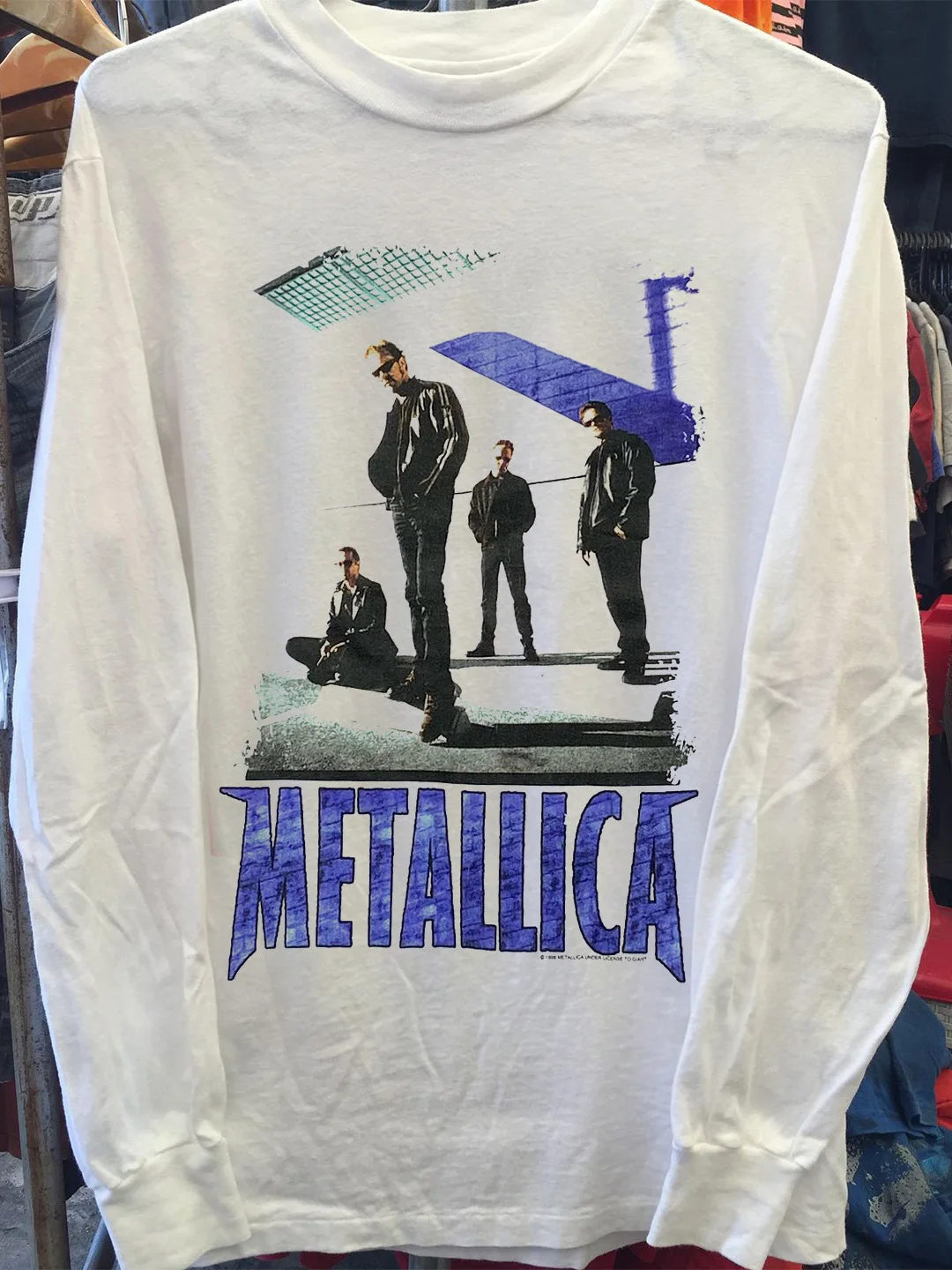 American Retro Long Sleeve T-Shirt Metal Band Album Cityboy Trendy Rock Top Breathable Loose Fit Youth Fashion Cotton Tee