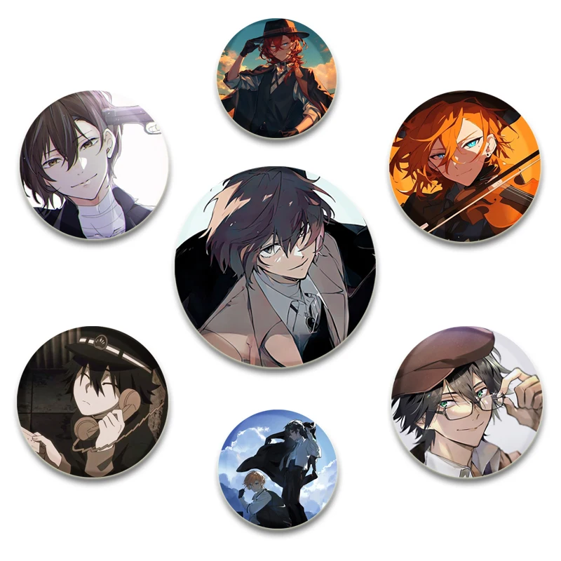 Anime Character Osamu Dazai/Akiko Yosano/Atsushi Nakajima/Kyouka Izumi Pin Tinplate Badge Custom Brooch for Clothes Decoration