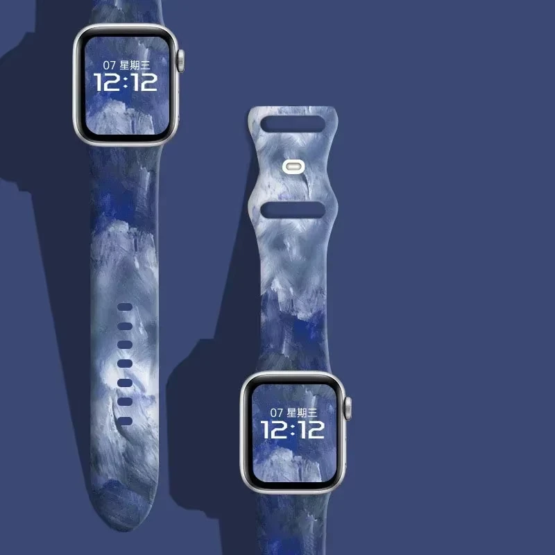 المطبوعة الفرقة ل أبل حزام ساعة 44 مللي متر 45 مللي متر 41 مللي متر 46 مللي متر-40 مللي متر الترا 2 49 مللي متر النساء سيليكون سوار iWatch سلسلة 10 9 8 7 6 5 4 SE