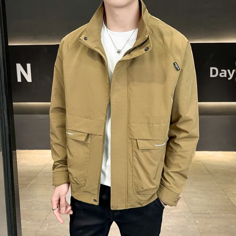 

Весенне-осенняя куртка с воротником-стойкой, мужская повседневная молодежная рабочая одежда, легкая, универсальная, роскошная, модная верхняя одежда