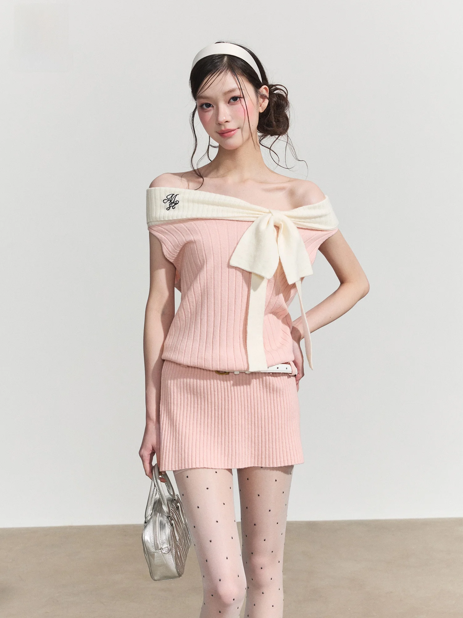 

Moster Timnothy Original One Shoulder Knot Strap Dress Women's Knot Waist Cinched Slim Fit Bodycon Skirt Dress