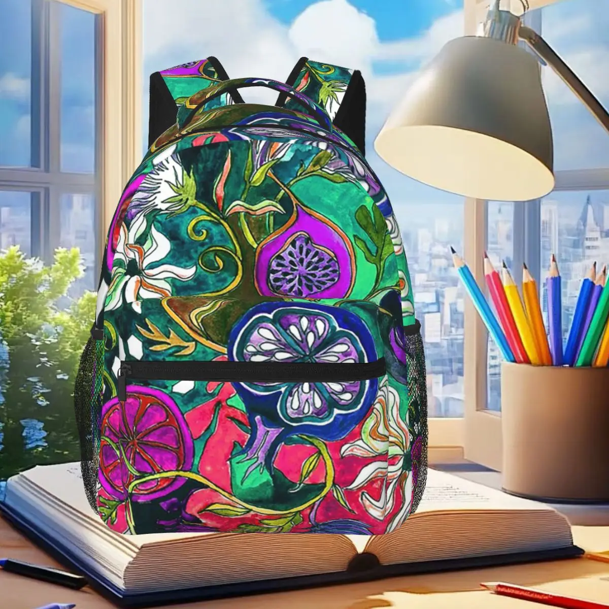 

The African Floraltea - Green Student Backpack School Bag Hiking Travel Daypack for Men Women Fashion Bookbag Shoulder Bags