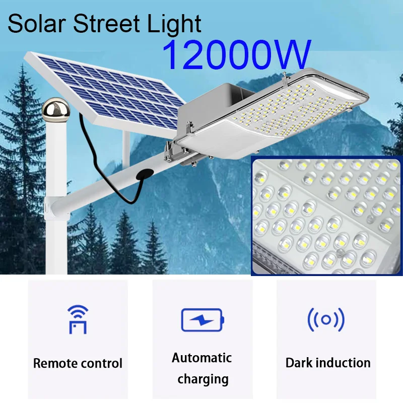 10000W High Power Solar Street Lamps,Outdoor IP67 Dusk to Dawn Solar Powered Road Lights,for Garden/Parking-Lot/Driveway/Yard