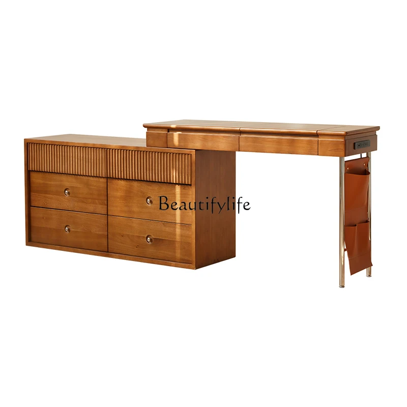 

Flip Mirror Wood Vanity Table Storage Outlet Folding Nordic Glass Corner Dressers Bedroom Organizer Coiffeuse Furniture Home